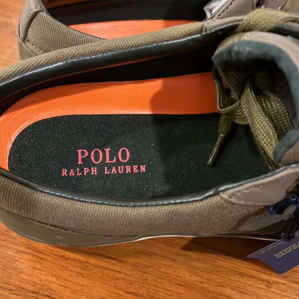 Polo Ralph Lauren Ian Boat Deck shoes sneakers new olive green Mens Size 12